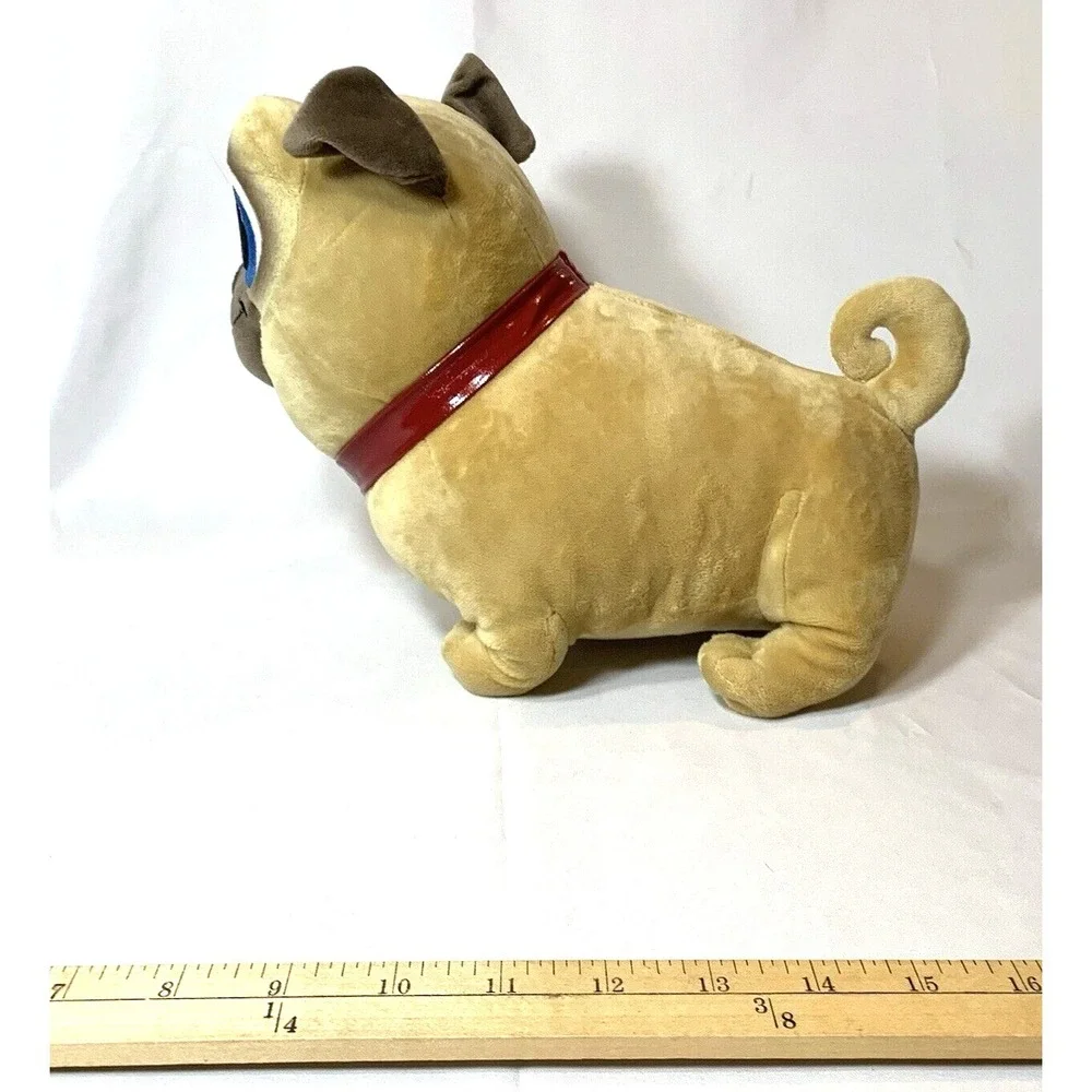 Disney Store Puppy Dog Pals‎ Plush Toy Pug Rolly Tan Stuffed Red Collar Big Eyes